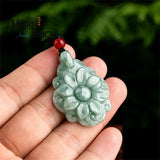 Jadeite Ice Longevity Flower Pendant Charm Necklace