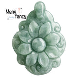 Jadeite Ice Longevity Flower Pendant Charm Necklace