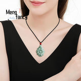Jadeite Ice Longevity Flower Pendant Charm Necklace