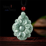 Jadeite Ice Longevity Flower Pendant Charm Necklace