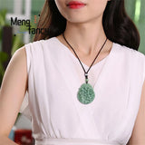 Natural Jadeite Ice Seed Dragon Phoenix Auspicious Pendant Charms Jewelry