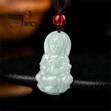 Jadeite Ice Seed Guanyin Pendant Charms Engraver Jewelry Amulet