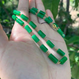 Jadeite Jade Beads Necklace 18in Bohemia National Style Relief Beaded Pray