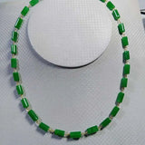 Natural Jadeite Jade Cylinder Beads Necklace 18inch