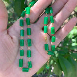 Natural Jadeite Jade Cylinder Beads Necklace 18inch