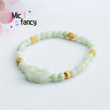 Jadeite Jade Pixiu Inter-pearl Bracelet Ethnic Charm Holiday Gift