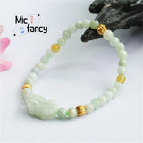 Jadeite Jade Pixiu Inter-pearl Bracelet Ethnic Charm Holiday Gift