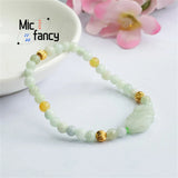 Jadeite Jade Pixiu Inter-pearl Bracelet Ethnic Charm Holiday Gift
