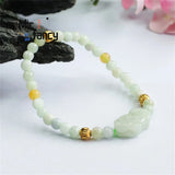 Jadeite Jade Pixiu Inter-pearl Bracelet Ethnic Charm Holiday Gift