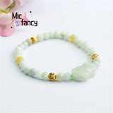 Jadeite Jade Pixiu Inter-pearl Bracelet Ethnic Charm Holiday Gift