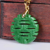 Natural Jadeite Lucky Amulet Pendant Necklace Blessing Gift