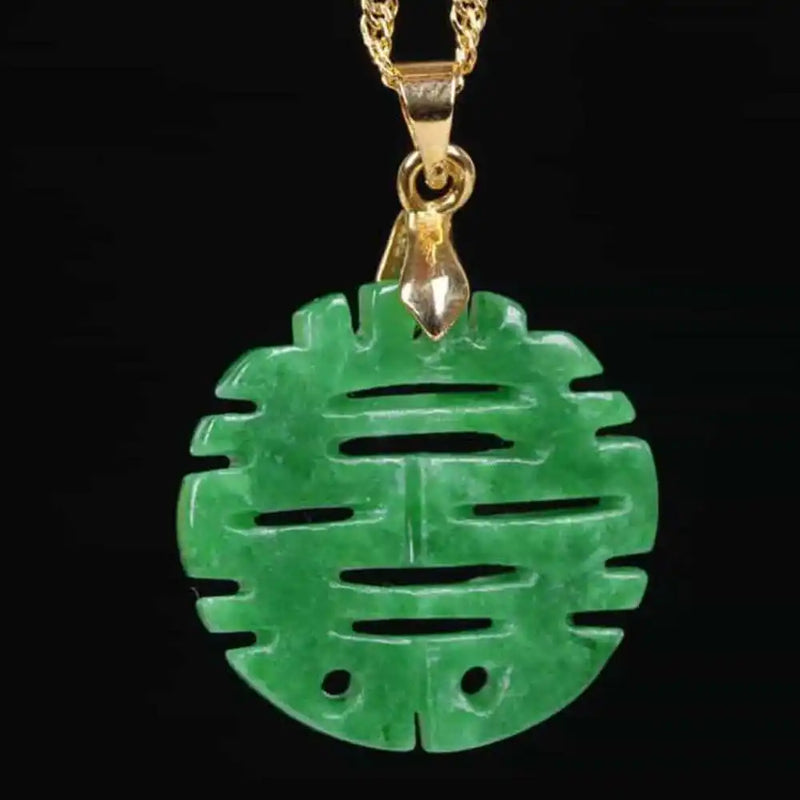 Natural Jadeite Lucky Amulet Pendant Necklace Blessing Gift