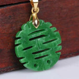 Natural Jadeite Lucky Amulet Pendant Necklace Blessing Gift