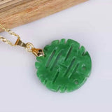 Natural Jadeite Lucky Amulet Pendant Necklace Blessing Gift