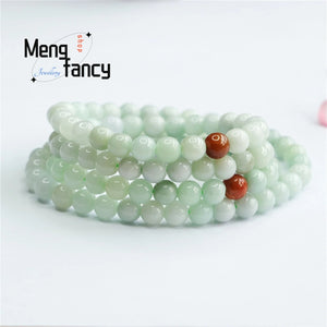 Natural Jadeite 108 Beads Necklace Bracelet Fine Jewelry