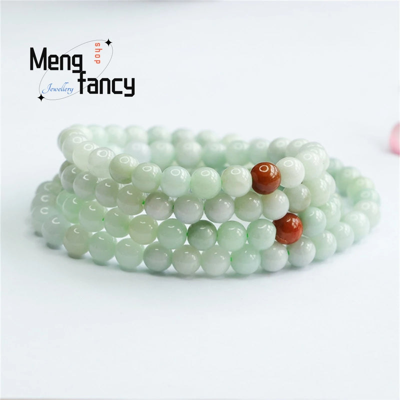 Natural Jadeite 108 Beads Necklace Bracelet Fine Jewelry