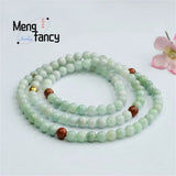 Natural Jadeite 108 Beads Necklace Bracelet Fine Jewelry