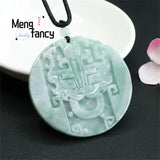Natural Jadeite Ping'an Round Pendant Vintage Ethnic Charm Fine Jewelry Gift