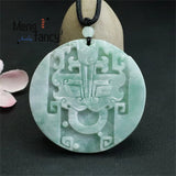 Natural Jadeite Ping'an Round Pendant Vintage Ethnic Charm Fine Jewelry Gift