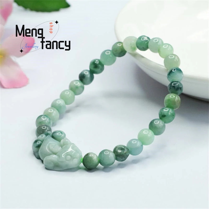 Natural Jadeite Pixiu Bracelet Charms Retro Personalized Jewelry