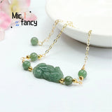 Natural Jadeite Pixiu Oil Green Bead Bracelet Vintage Style