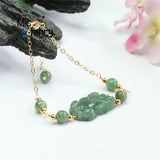 Natural Jadeite Pixiu Oil Green Bead Bracelet Vintage Style