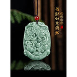 Jadeite Pixiu Pendant Ice Jade Charm Necklace Luck Amulet with Chain