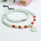 Natural Jadeite Red Agate Safety Buckle Bead Bracelet Necklace