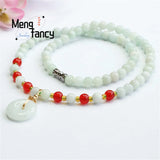 Natural Jadeite Red Agate Safety Buckle Bead Bracelet Necklace