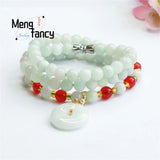 Natural Jadeite Red Agate Safety Buckle Bead Bracelet Necklace