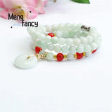 Natural Jadeite Red Agate Safety Buckle Bead Bracelet Necklace