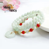 Natural Jadeite Red Agate Safety Buckle Bead Bracelet Necklace