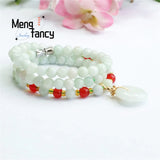 Natural Jadeite Red Agate Safety Buckle Bead Bracelet Necklace