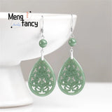 Vintage Engraved Flower Earrings S925 Silver Inlay Charms Fine Jewelry