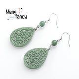 Vintage Engraved Flower Earrings S925 Silver Inlay Charms Fine Jewelry