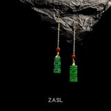 Natural Jadeite Earrings 18k Hook Chain Aquaculture Gift