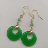 Jadeite Jade Peace Buckle Earrings Freshwater Cultured DIY Gift