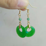 Jadeite Jade Peace Buckle Earrings Freshwater Cultured DIY Gift