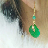 Jadeite Jade Peace Buckle Earrings Freshwater Cultured DIY Gift
