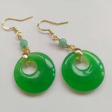 Jadeite Jade Peace Buckle Earrings Freshwater Cultured DIY Gift