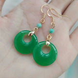 Jadeite Jade Peace Buckle Earrings Freshwater Cultured DIY Gift