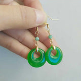 Jadeite Jade Peace Buckle Earrings Freshwater Cultured DIY Gift