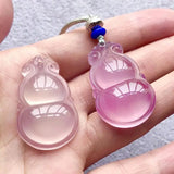 Jade Gourd Pendant Rope Chain Necklace Women Fengshui Lucky Amulet