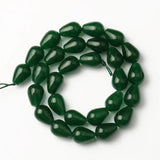 Dark Green Angelite Water Drop Jade Stone Beads 15''