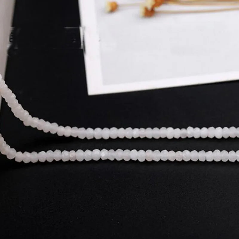 Natural Jades Stones Loose Seed Beads 2x4mm Faceted Spacers