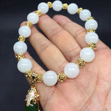 Natural Jadite Bracelet Jades Stone Beads Bracelets Men Strand Charm Jewelry