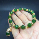Natural Jadite Bracelet Jades Stone Beads Bracelets Men Strand Charm Jewelry