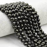 Natural Jet Faceted Round Beads 7.2-7.5mm
