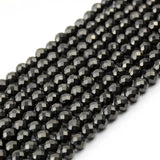 Natural Jet Faceted Round Beads 7.2-7.5mm