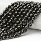 Natural Jet Faceted Round Beads 7.2-7.5mm